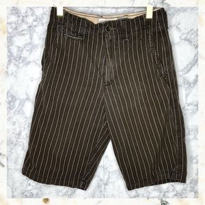 ⭐️ AMERICAN EAGLE Men’s Y2K Brown With Tan & Blue Pinstripe Longer Length Shorts